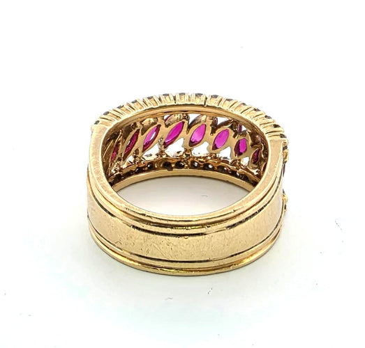 Bague 53 Bague en or jaune avec diamants et rubis 58 Facettes