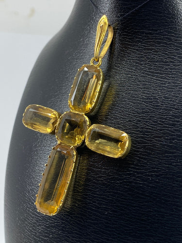 Pendentif Pendentif Croix en or, citrines 58 Facettes AB36