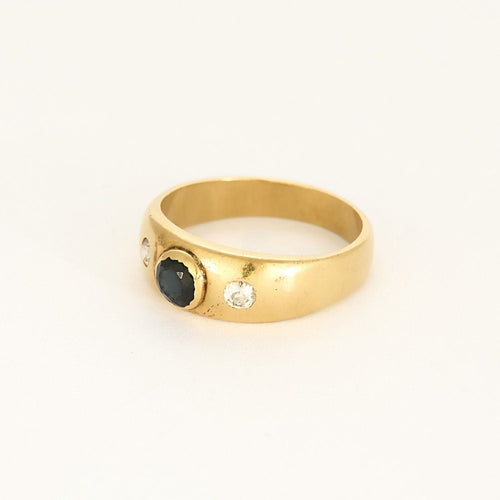 Bague 60 Bague jonc or jaune et saphir 58 Facettes SMA0080