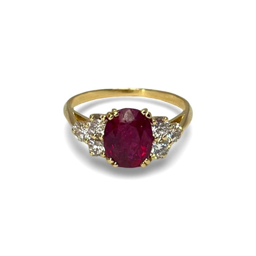 Bague 56 Bague or jaune rubis 2,19 cts et diamants 58 Facettes 48101