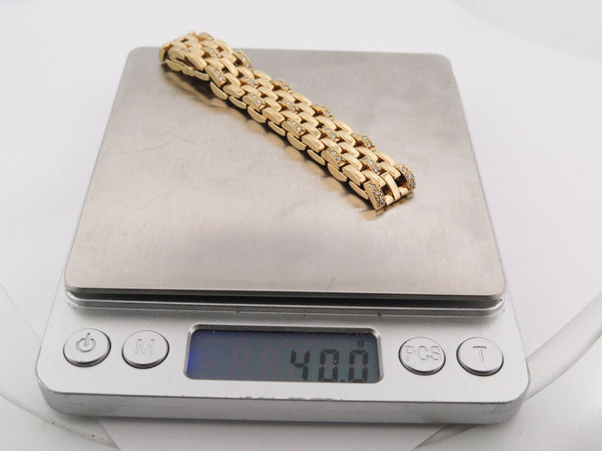 Bracelet bracelet CARTIER panthere 5 rangs diamants 1.58ct 18cm or jaune 18k 40gr 58 Facettes 270499