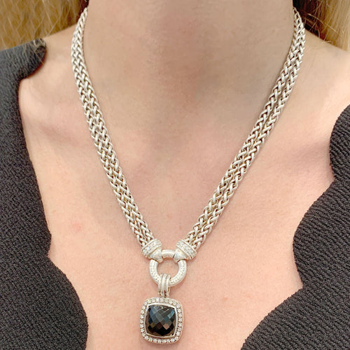 Collier Collier David Yurman, "Grand Albion", argent, hématite, diamants. 58 Facettes 34588