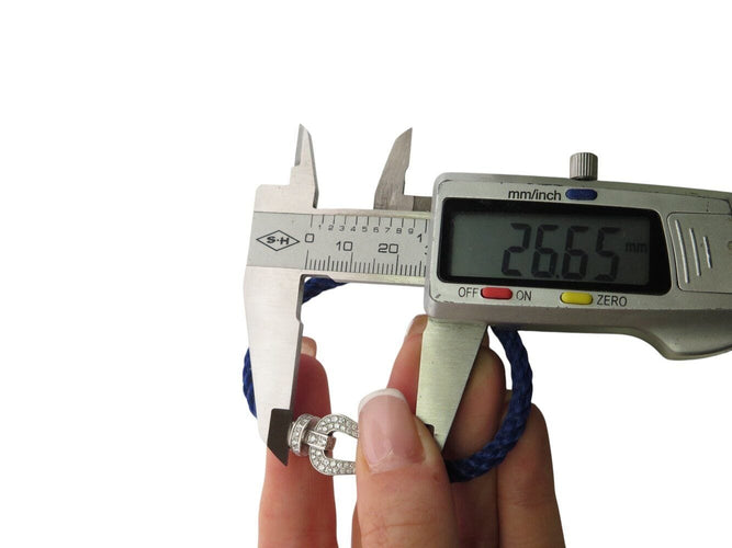 Bracelet bracelet FRED force 10 gm ob0050 t15 or blanc 18k diamants 0.9ct 2 cables 58 Facettes 269619