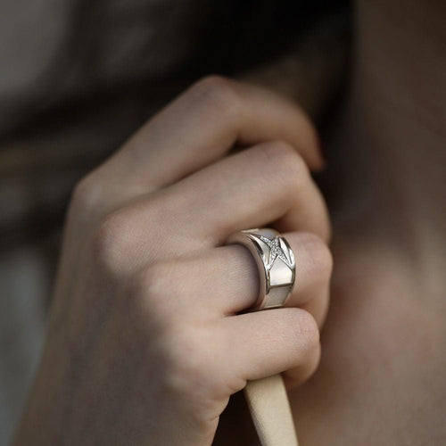 Bague 50 Bague Mauboussin Etoile Beaute en or gris 18K avec nacre et diamants - Taille 50 58 Facettes FB10472