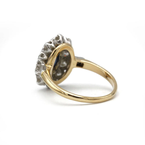 Bague - Or, Platine, Diamants & Saphir