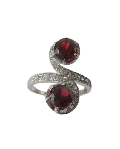 Bague 50 Haute bague Tourbillons 19e Grenat Diamant Platine 58 Facettes