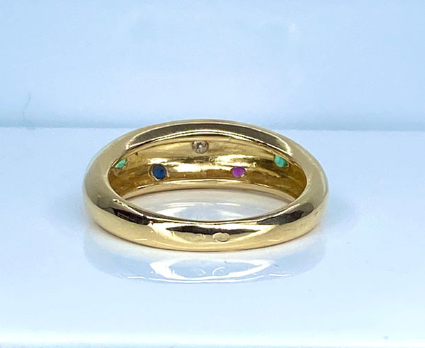 Bague 52 Bague en or jaune 18 carats, multipierres precieuses 58 Facettes AB564