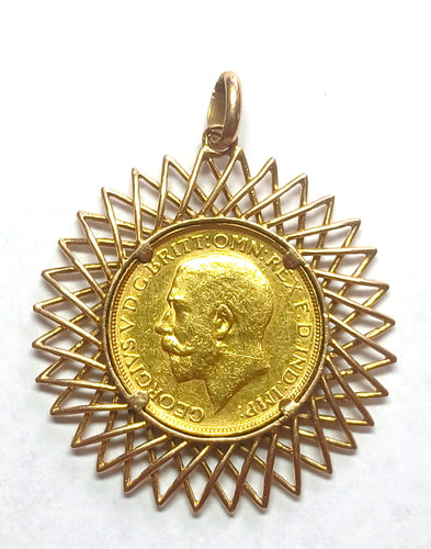 Collier Medaille porte-pièce Souverain Georges V 58 Facettes 605/1