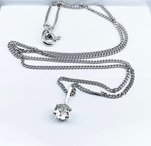 Collier Chaîne et pendentif en or blanc, diamant 0,40 carat 58 Facettes AB633