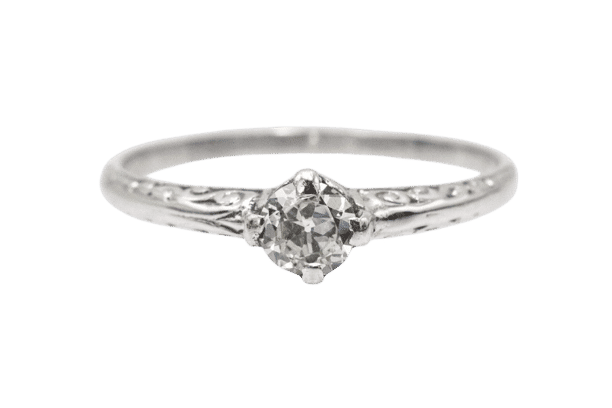 Bague 51 Bague en or blanc avec diamant taille ancienne de 0,25 ct. 58 Facettes 11219