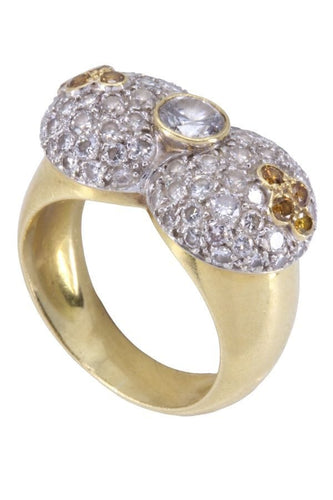 Bague 53 BAGUE BOMBÉE DIAMANTS JAUNES ET BLANCS 58 Facettes 087421