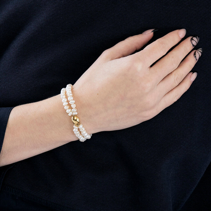 Bracelet or jaune perles baroques