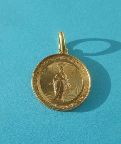 Pendentif Médaille pendentif Vierge Miraculeuse ancienne en or rose 18 carats 58 Facettes
