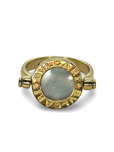 Bague 57 Bulgari - Bague Réversible or jaune nacre et onyx 58 Facettes 895