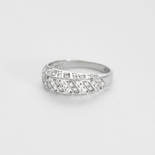 Bague 58 Bague jonc or blanc et diamants 58 Facettes GU188