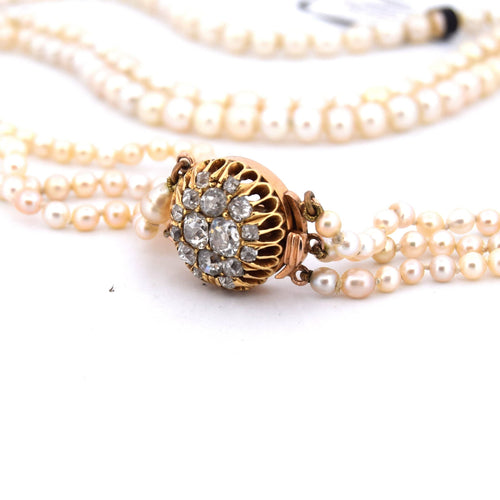 Collier Collier ancien en or jaune avec perles et diamants 58 Facettes
