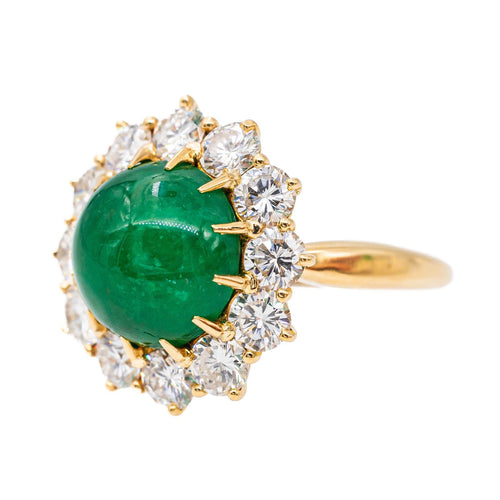 Bague 51 Bague Marguerite Or jaune Emeraude, Diamant 58 Facettes 3046564CN