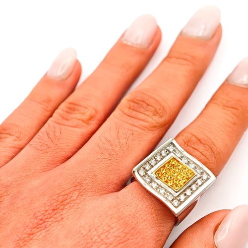 Bague 54 Bague en or blanc et jaune, saphir et diamants 58 Facettes 21002809