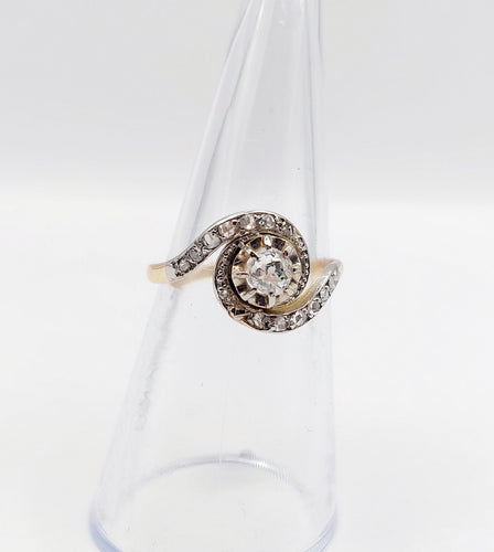 Bague 53 Bague tourbillon antique en or 18k et platine et diamants (circa 1900) 58 Facettes A06348