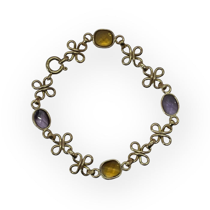 Bracelet Bracelet or jaune citrines et améthystes 58 Facettes 149049759