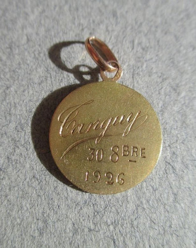 Pendentif Médaille pendentif Vierge Marie 1926 signée Dropsy 58 Facettes