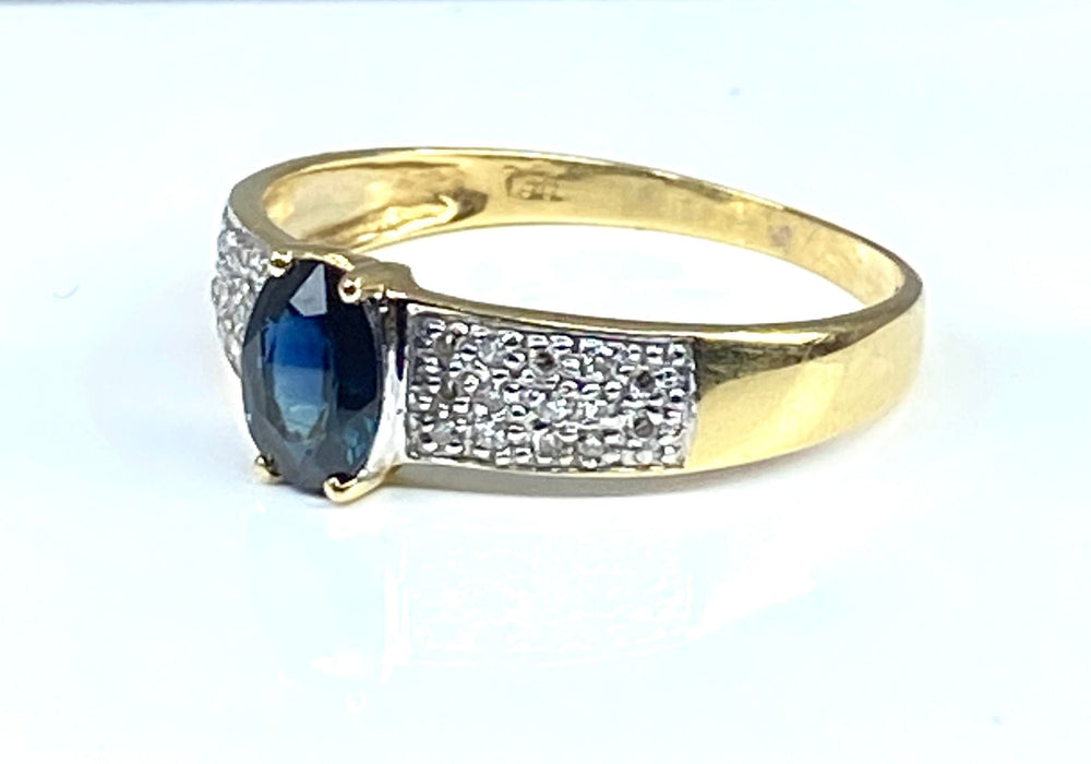 Bague 59 Bague jonc bandeau or jaune saphir 28 diamants 58 Facettes AB374