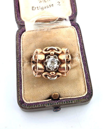 Bague en or jaune avec diamant