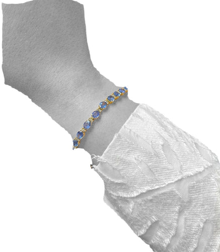 Bracelet Bracelet tennis en or jaune avec saphirs et diamants 58 Facettes