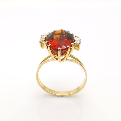 Bague 57 Bague or jaune citrine et diamants 58 Facettes