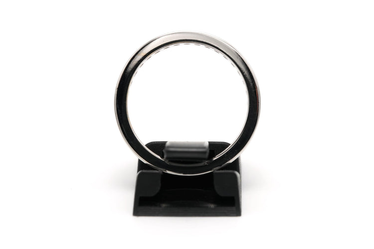 Bague 55 Alliance américaine contemporaine en or blanc sertie de diamants 58 Facettes 22185