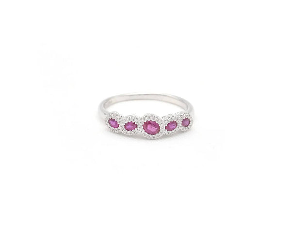 Bague Bague en or blanc avec rubis et diamants 58 Facettes 14638