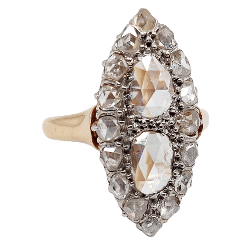 Bague 50 Bague marquise antique or rose diamants taille rose (circa 1900) 58 Facettes A06286