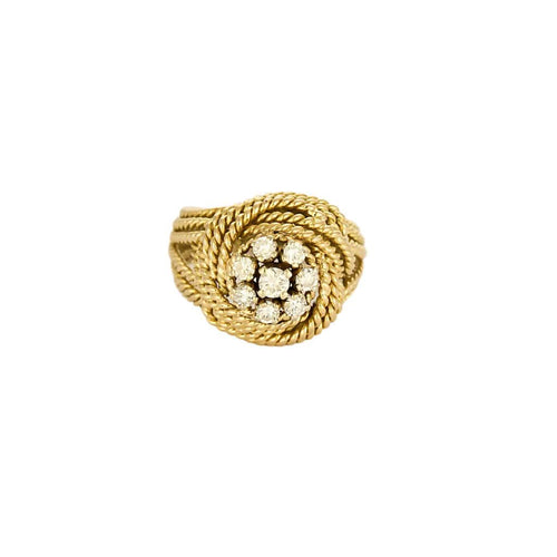 Bague 53 Bague tressée en or jaune et diamants 58 Facettes CHOL1168