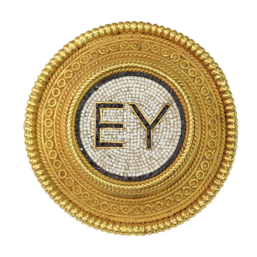 Broche EY – De la santé grecque à l'amour anglais : la broche victorienne en micro-mosaïque de Castellani 58 Facettes 12131-0068