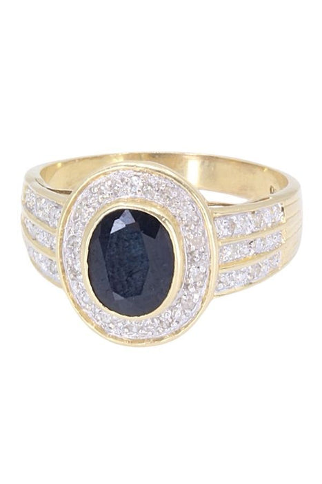 Bague 2 ors, saphir, diamants