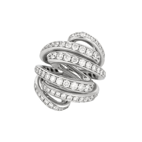 Bague 53 DE GRISOGONO - Bague coktail en or blanc pavée de diamants blancs 58 Facettes