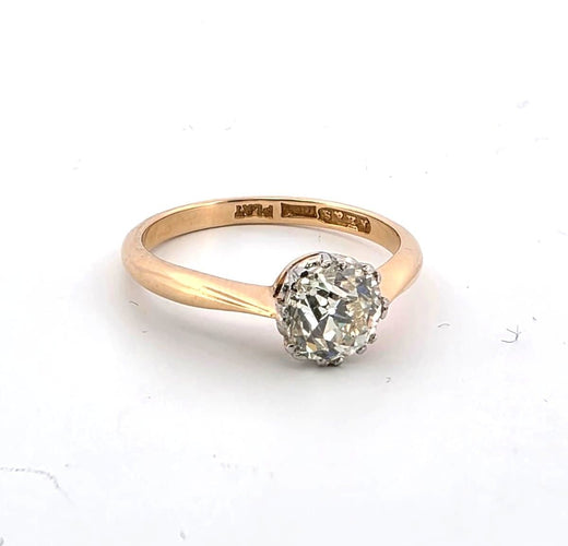 Bague 57 Bague 2059 M en or jaune 18 carats et platine avec diamant solitaire 58 Facettes