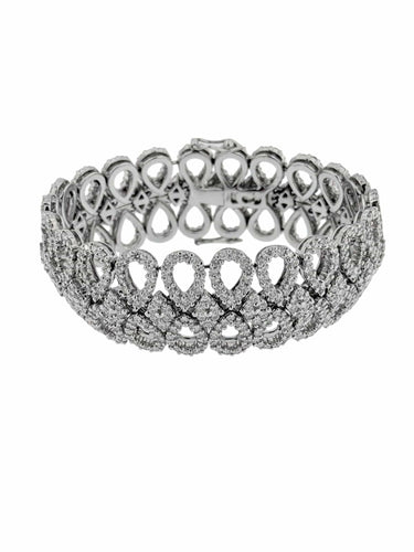 Bracelet Bracelet or blanc certifié HRD serti de 800 diamants naturels 58 Facettes