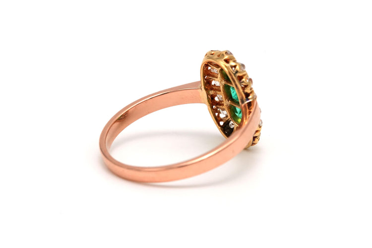 Bague 52 Bague Art Déco en or jaune sertie d'émeraudes et de diamants 58 Facettes 21962