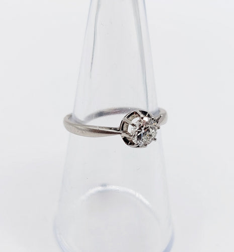Bague 53 Bague solitaire art deco Platine diamant taille ancienne 0,43 carat (circa 1930) 58 Facettes A06144