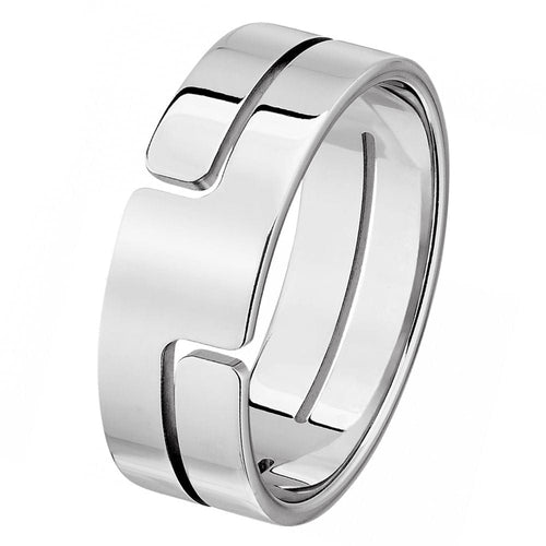 Bague 61 Alliance Dinh Van Seventies en or gris 18 carats 58 Facettes