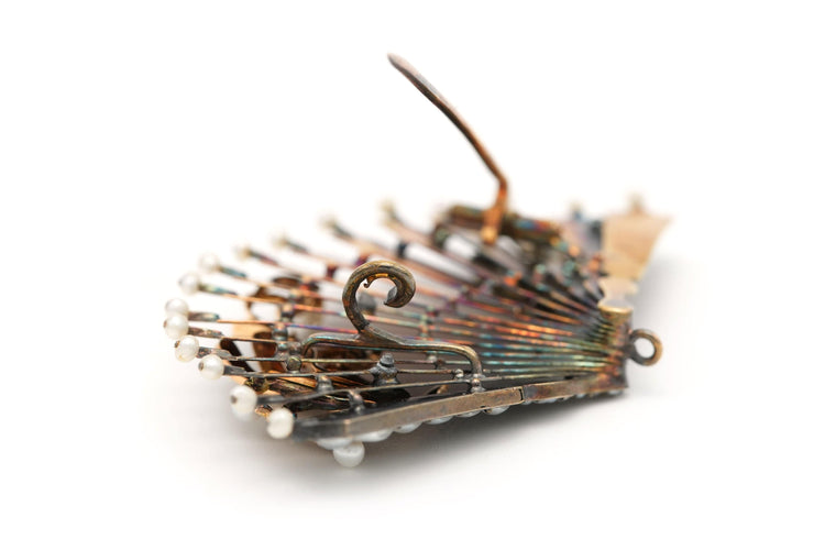 Broche Broche Art Nouveau en or jaune sertie de perles 58 Facettes 22177