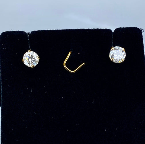 Boucles d'oreilles Boucles d’oreilles puces en or jaune 18 carats, diamants 2x 0,50 carats 58 Facettes AB628