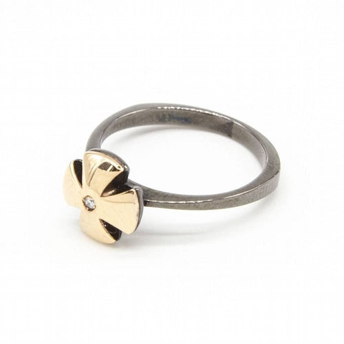 Bague 53.5 Bague en or jaune, argent et diamants 58 Facettes D363900SO