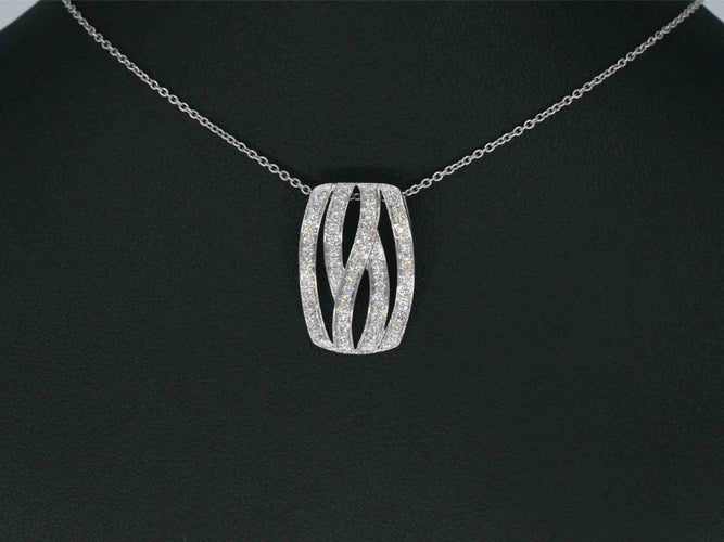 Pendentif Pendentif design en or blanc avec diamants taille brillant 58 Facettes 2242