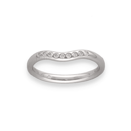 Bague 49 Demi-alliance Tiffany & Co Elsa Peretti en platine avec diamants 0,06 ct F-VVS - Taille 49 58 Facettes FB09446