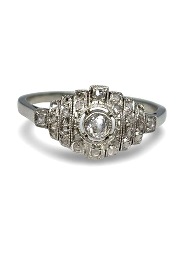 Bague 57 Bague ancienne or blanc et diamants 0,25 ct 58 Facettes 1007