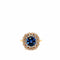 Bague 54 Bague en or rose 18 carats avec saphir bleu de Ceylan taille coussin et diamants 58 Facettes
