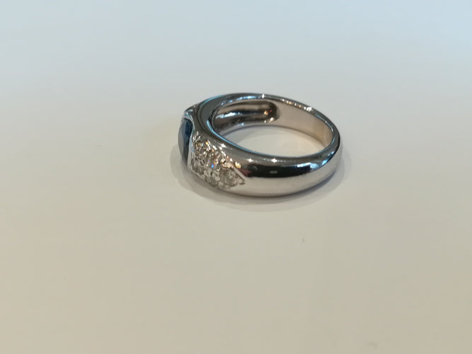 Bague 52 Bague Jonc Or Blanc Saphir Diamants 58 Facettes