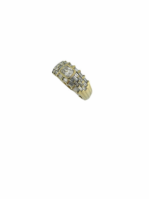 Bague 55 Bague cocktail or jaune diamants 58 Facettes